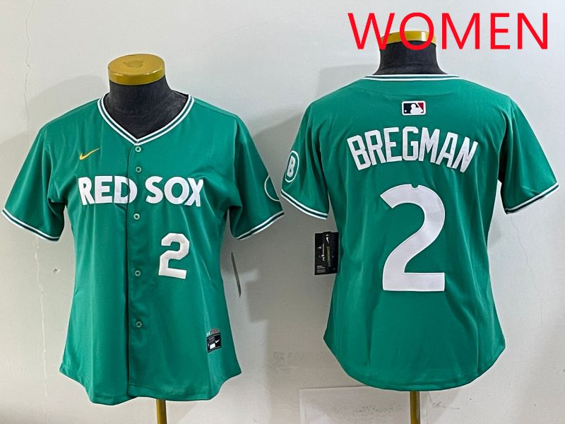 Women 2025 Boston Red Sox #2 Bregman Dark Green Joint Name Nike MLB Jersey style 3->women mlb jersey->Women Jersey